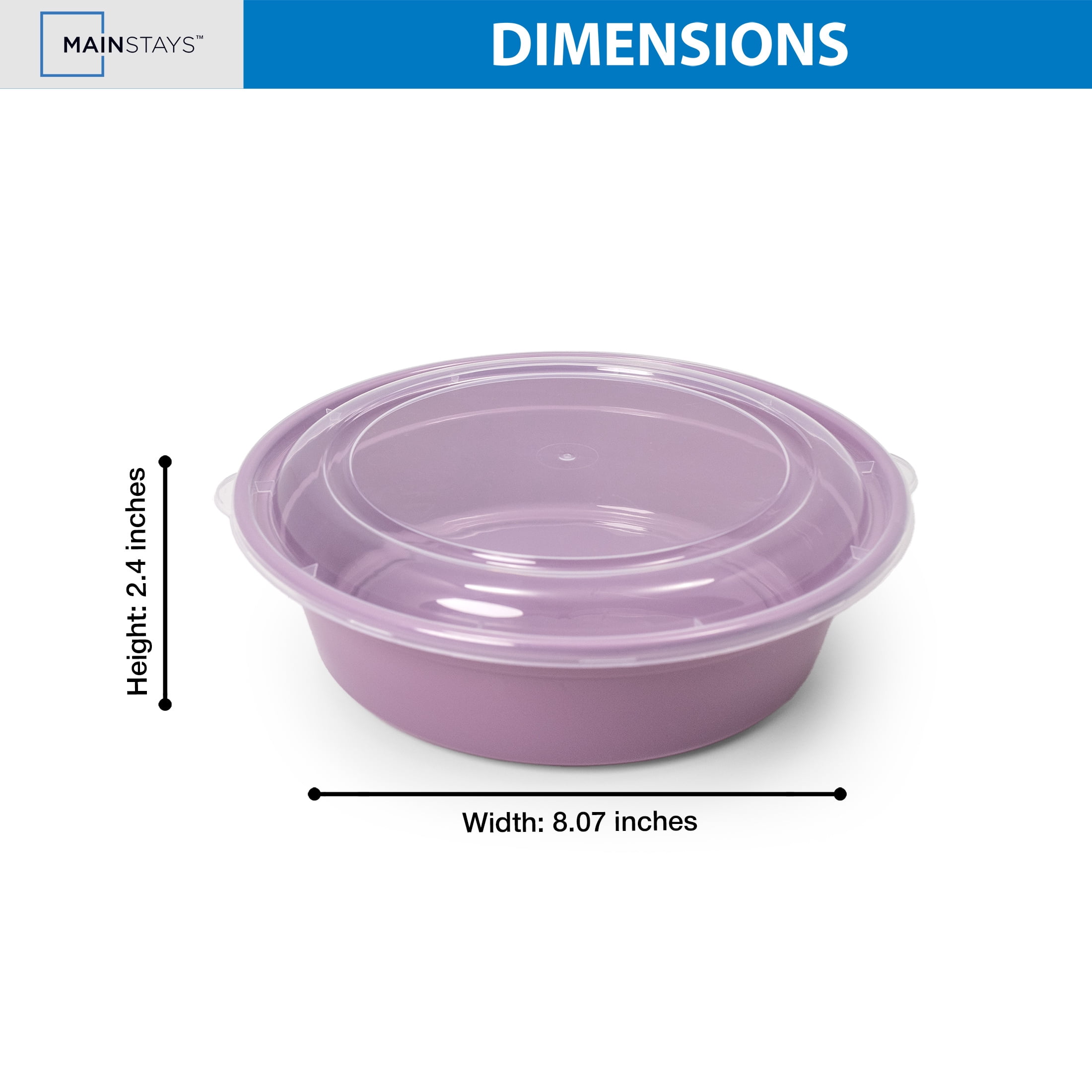 Mainstays 5-Pack Round BPA-Free Plastic Meal Prep Food Storage Containers, 1L, Lilac Bloom