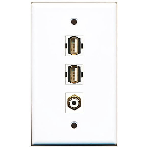 RiteAV - 1 Port RCA White 2 Port USB A-A Wall Plate