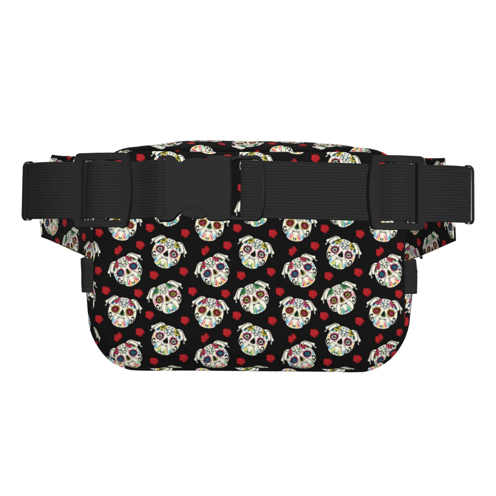 Picia colorful Skull dog flower Print Square Double-Layer Waist Bag Mini Adjustable Waist Belt Bag Exercise Running Travel Hiking