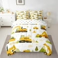thumbnail image 2 of 7 PieceExcavator Bed in a Bag Twin Size And,Construction Truck Print Bedding Sets Cartoon Car Comforter Set with Sheets Equipment Tractor Bed Set Yellow Excavator Sheets, 2 of 5