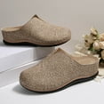 thumbnail image 5 of Khaki Ladies Closed-Toe Slides With Wedge Heel And Embroidery Khaki Tone Slip-On, 5 of 9