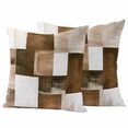 thumbnail image 2 of Pack of 2 Outdoor Pillow Covers 18x18 Inch Waterproof Brown Geometric Throw Pillow Covers,Decorative Couch Pillow Shams Protectors Vintage Oil Painting Contemporary Patio Pillowcases Cushion Covers, 2 of 8
