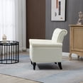 thumbnail image 3 of Modern Accent Chair, Velvet Upholstered Single Sofa with Tufted Wingback and Wooden Legs, Upholstered Lounge Armchair with Nailhead Trim, Reading Chair for Living Room Bedroom Office, Beige, 3 of 7