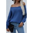 thumbnail image 2 of Pulls Femmes Robe Oversize Manches Longues Sexy hors Épaule Couleur Bloc Pull Pull Tops, 2 of 6