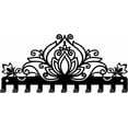 thumbnail image 1 of Llavero de metal con forma de flor de loto, decorativo, con 11 ganchos, organizador de llaves para pared, decoración de cocina, colgador de llaves y correa para perro., 1 of 9