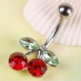 thumbnail image 2 of HOOUN Belly Button Ring Navel Piercing Jewelry Crystal Rhinestone Double Leaf CY-qy_, 2 of 5