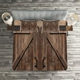 thumbnail image 2 of Ambesonne Rustic Quilted Coverlet 3 Pcs, Wooden Barn Door Image, Queen Size, Brown, 2 of 2