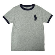New Polo Ralph Lauren Boys Heather Gray Pony Ringer Tee Shirt S Small 8 9231-3