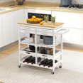 thumbnail image 2 of HOMCOM Kitchen Cart on Wheels w/ 4 Drawers, 2 Tray, Wine Rack, Wood Top, 2 of 10