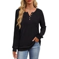 thumbnail image 4 of XIEERDUO Womens Sweaters Lightweight Henley Neck Button Up Long Sleeve Shirt Tops, 4 of 5