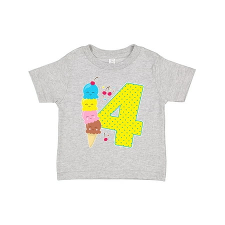 

Inktastic Ice Cream Fourth Birthday Blue Gift Toddler Boy or Toddler Girl T-Shirt