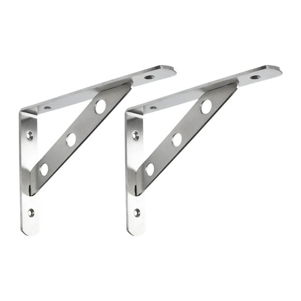 2 piezas soportes de estante de acero inoxidable en ángulo recto l soporte l fácil de instalar colgante de pared de ahorro de espacio desmontable de 10 pulgadas