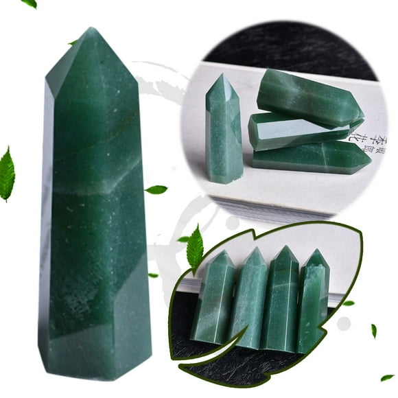 Mashaouyo Desktop Decor Hexagonal Point Bar Crystal Natural Quartz Fluorite Jade Crystal Home Decor