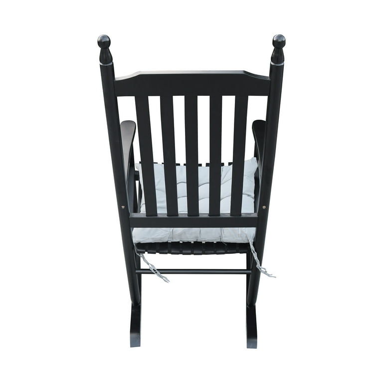 Wooden Porch Rocking Chair Solid Hardwood Chair Frame with Slatted Back Rest Armrest and Exquisite Colorful Finish Simple Design Suitable for