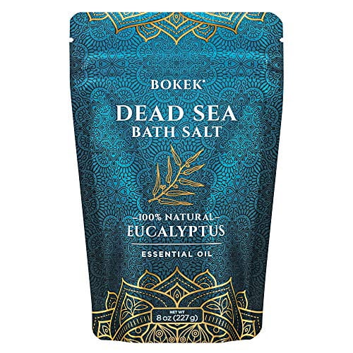 Bokek Organic Eucalyptus Bath Salt, Dead Sea Salt Scented with Certified Organic Essential Oil, 8 Ounce Resealable Pouch
