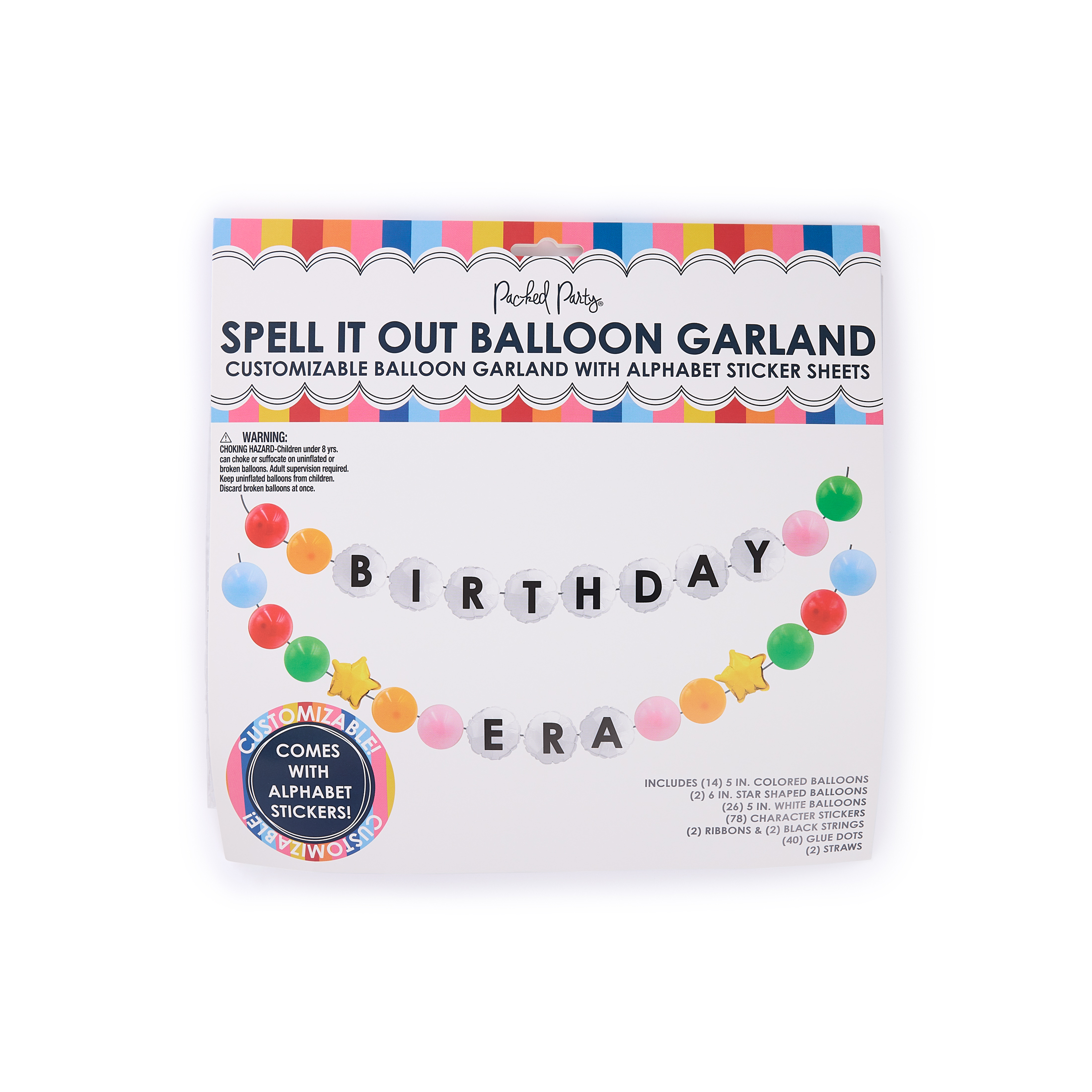 Packed Party Birthday Era Customizable Balloon Garland, Multicolor, 5 ft photo 1