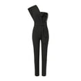 thumbnail image 2 of Aayomet Womens Fashion Splicing Solid Color Slim Sleeveless Belt Decorative Beaded Jumpsuit,Black XL, 2 of 5
