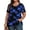 Black-Blue-Floral, variant on Fantaslook Plus Size Womens T Shirts V Neck Caseual Tops Short Sleeve Floral Shirts Loose Blouses