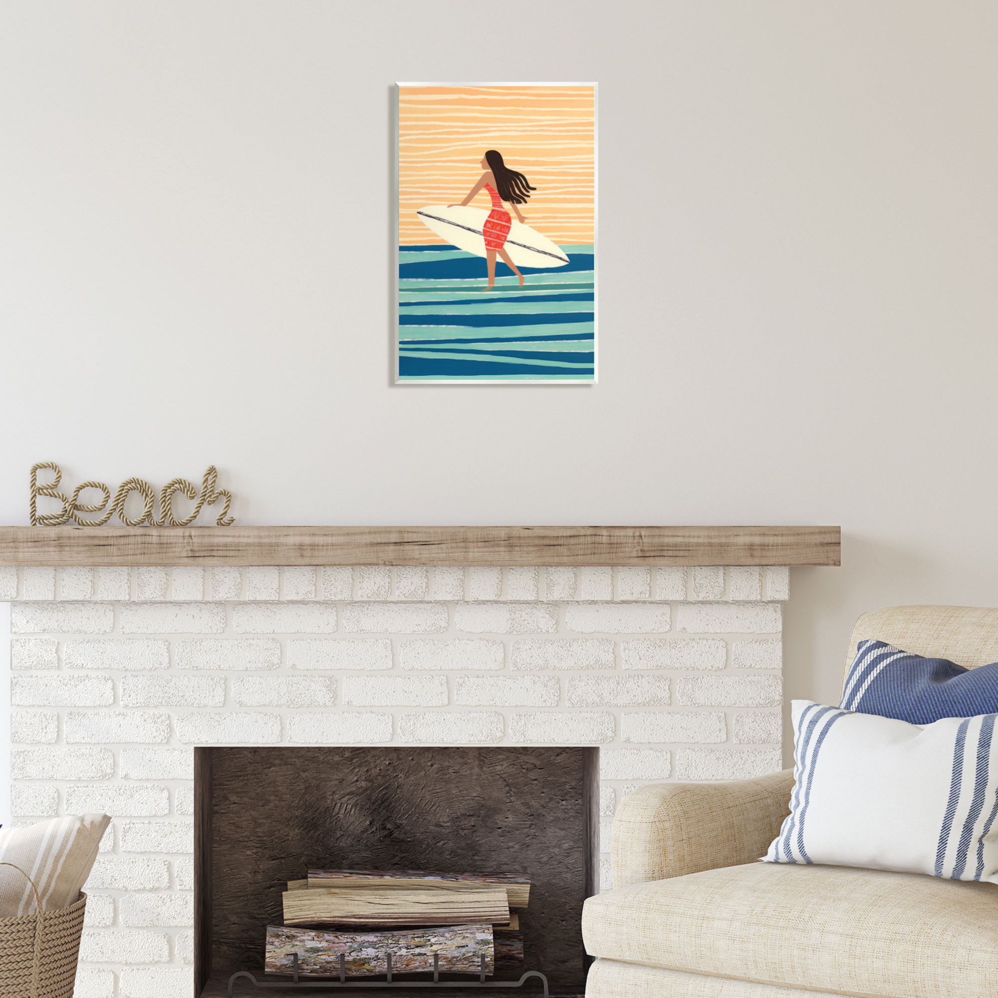 Stupell Industries Abstract Surfer Girl Abstract Painting Unframed Art Print Wall Art, 13 x 19
