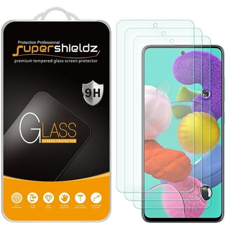 (3 Pack) Supershieldz Designed for Samsung Galaxy A51 / A51 5G / A51 5G UW/ A53 5G Tempered Glass Screen Protector, Anti-Scratch, Anti-Fingerprint, Bubble Free
