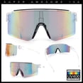 thumbnail image 2 of Color Mirror Lens Oversized Half Rim Sport Rectangle Monoblock Shield Plastic Sunglasses Clear - Orange Mirror, 2 of 8