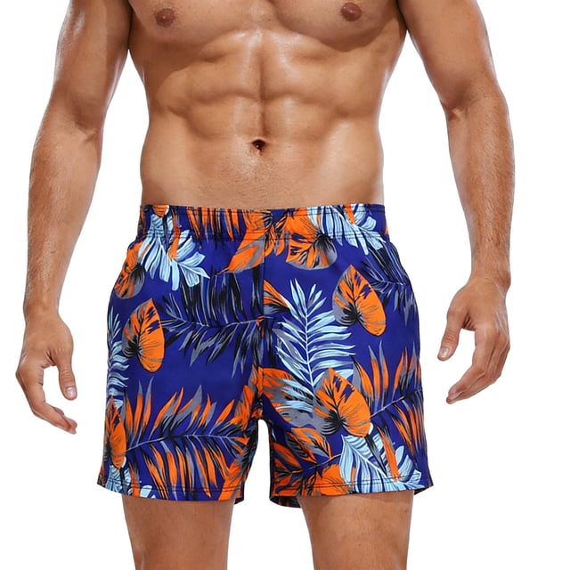Men's Swim Shorts, Quick Dry Board Shorts for Men with Drawstring, Loose Fit Beach Trunks for Summer, Swimming, Hot Spring