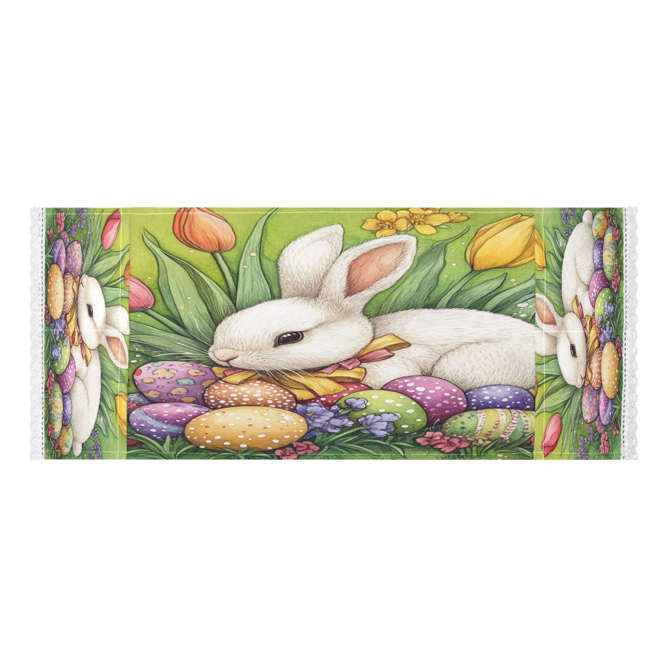 WOBOGO Easter White Bunny Washing Machine Cloth Dryer Refrigerator Top Cover Protective Non-Slip Mat For Kitchen Laundry