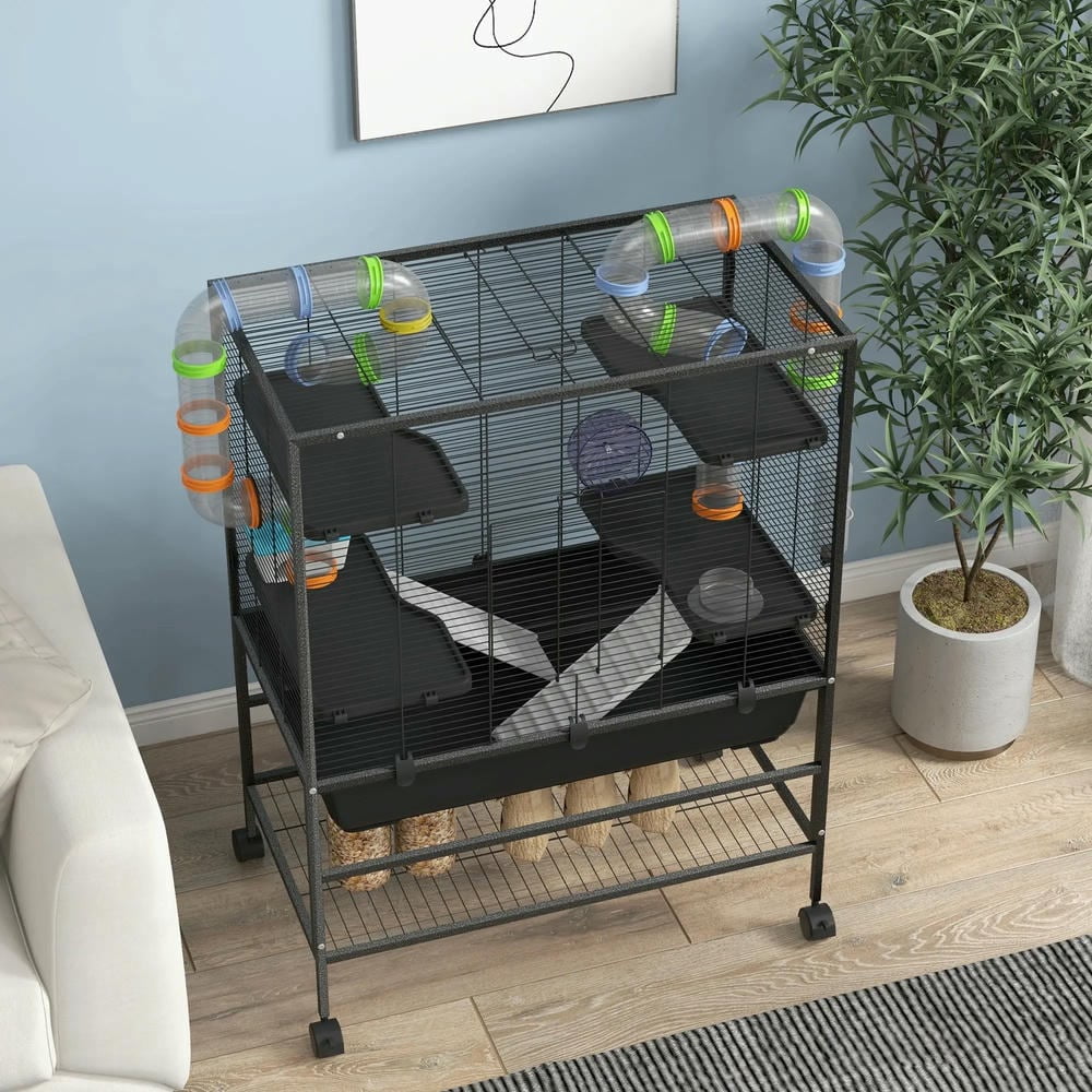 YYAo Hamster Cage, Guinea Pig Cages Mice and Rat Habitat,Small Animal Cage for Syrian Hamster, Gerbil Cage with Tubing System, Running Wheel