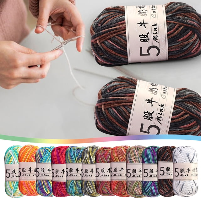 Xihbxyly Hilo de Algodón de Leche de Cinco Hebras, Tejido a Mano con Degradado para Manualidades, Hilo Premium Suave y Duradero, Ideal para Proyectos de Crochet, Decoración Del Hogar, Tejido de Punto
