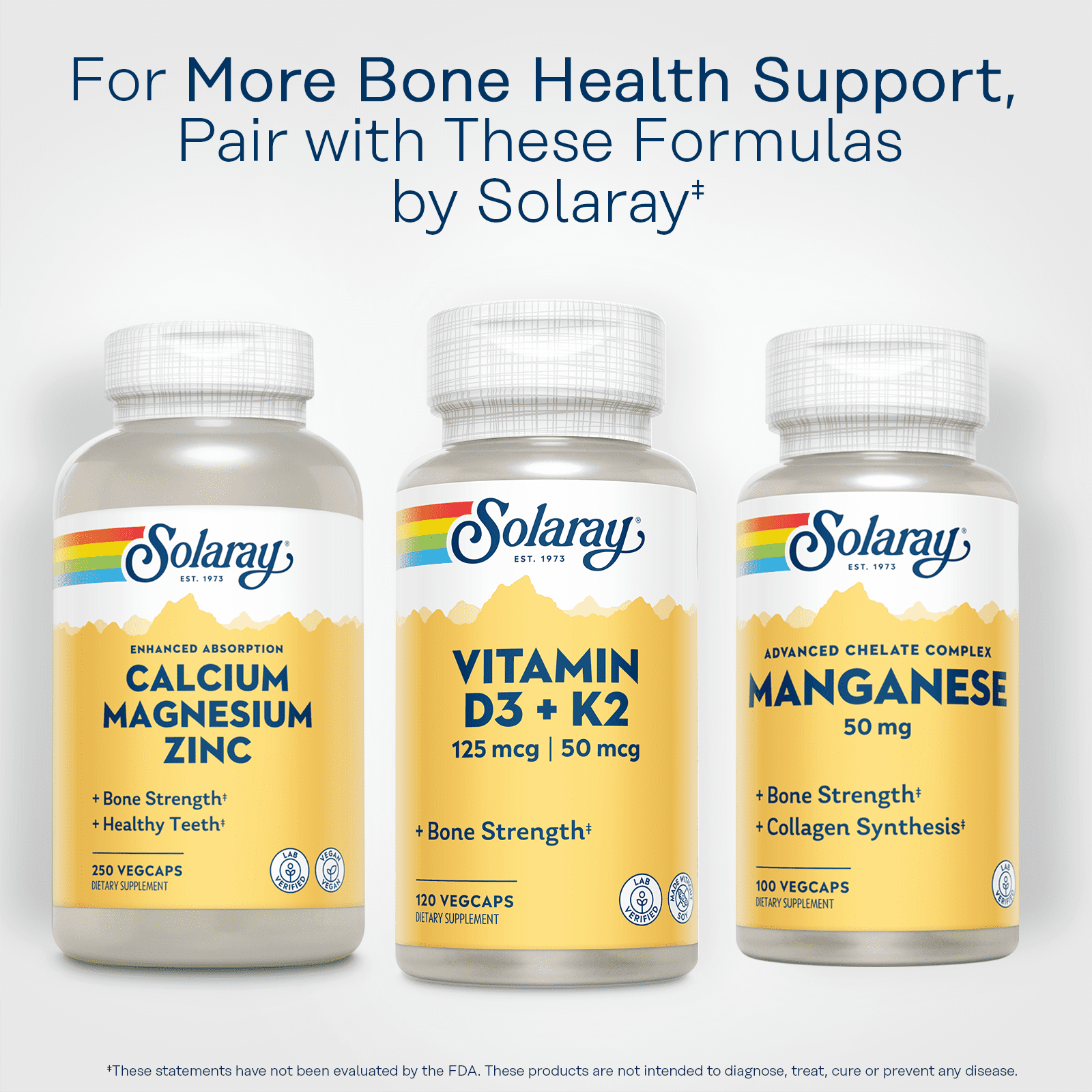 Solaray Vitamin D3 + K2 | D & K Vitamins for Calcium Absorption and Support for Healthy Cardiovascular System & Arteries | Non-GMO & No Soy | 120CT