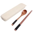 thumbnail image 2 of Juego de 3 cucharas y palillos de madera, cubiertos portátiles, práctico kit de vajilla con caja para fiestas, viajes y picnics (colores surtidos)., 2 of 5