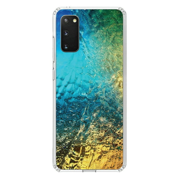 DistinctInk Clear Shockproof Hybrid Case for Galaxy S20 ULTRA / 5G (6.9" Screen) - TPU Bumper, Acrylic Back, Tempered Glass Screen Protector - Colorful Rainbow Waterfall