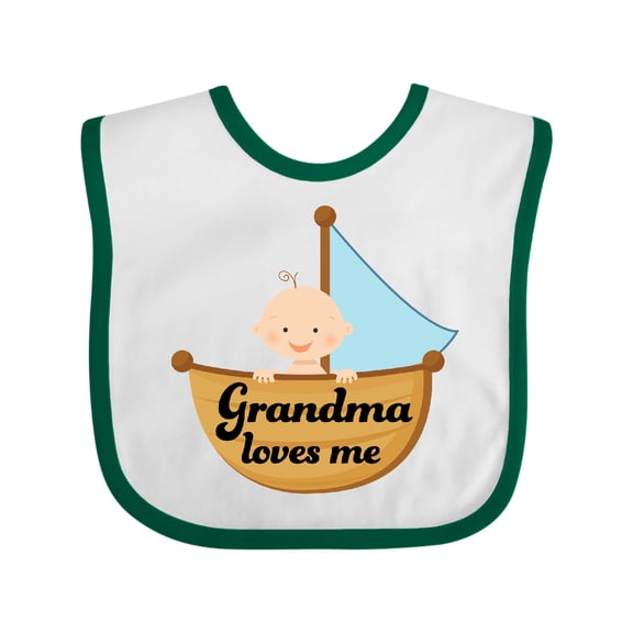 Inktastic Grandma Loves Me Grandchild Boys Baby Bib