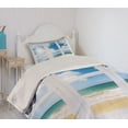 thumbnail image 2 of Ambesonne Beach Quilted Coverlet 2 Pcs, Ocean View Vivid Sun, Twin Size, Blue Teal Sand Brown, 2 of 5