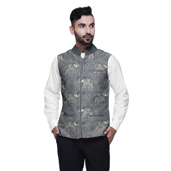 Atasi Printed Wedding Jackets For Men Nehru Jacket Waist Coat For Wedding & Festive Season-Medium