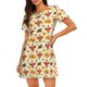thumbnail image 1 of Balery Thanksgiving Turkeys Camisón de manga corta con cuello redondo para mujer, cómodo y elegante., 1 of 6
