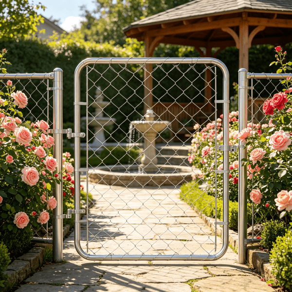 Adjustable Chain Link Fence Gate 32 x 46 in, Fits 2-4 ft (W) x 4 ft (H) Openings, for Garden & Farm, Posts Not Included