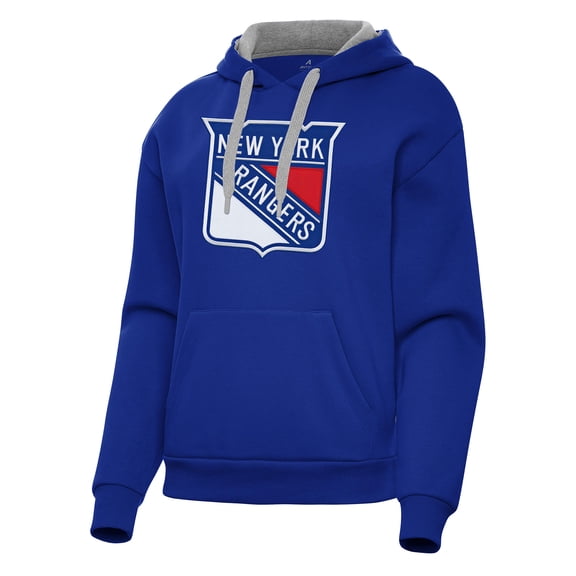 Women's Antigua Blue New York Rangers Victory Pullover Hoodie