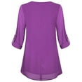 thumbnail image 2 of Frontwalk Women Tunic Blouse Long Sleeve Chiffon Tops Crew Neck T Shirt Ladies Casual T-shirt Solid Color Tee Purple S, 2 of 3