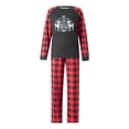 thumbnail image 2 of Family Matching Christmas Pajamas, Elk Letter Print Long-Sleeved O-Neck Tops + Plaid Pattern Trousers, 2 of 10