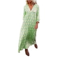 thumbnail image 1 of pstuiky Robes pour Femmes, Mode Femmes Robe Décontractée Imprimée Col en V Manches Longues Robe Longue Chemise Robes en Liquidation, 1 of 5