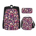 thumbnail image 1 of Easygdp music Skull record Guitar Mochila para Niños y Niñas con Set de Caja de Almuerzo y Estuche para Lápices 3 en 1, Mochila Escolar Estampada para Adolescentes, 1 of 7