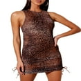 thumbnail image 1 of MesaSe Robe Moulante Sans Manches pour Femmes, Robe Courte Mini Décontractée avec Col, Bandage Plissé Ajusté, 1 of 5