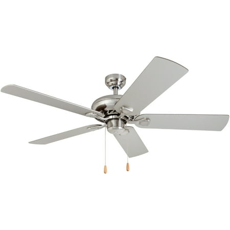 

Prominence Home 50589-35 Edith Traditional 52-Inch Brushed Nickel Indoor Ceiling Fan Chilled Gray / Chocolate Maple Blades