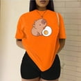 thumbnail image 3 of Playera Blusa De Capybara Comiendo Un Huevo Estrellado Capibara Ropa Para Mujer Divertida Color Anaranjado Talla Grande Marca Emil SaEs, 3 of 4