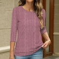 thumbnail image 4 of WQQZJJ Womens Fashion Trends Casual Knitted Sweater Round Neck 3/4 Sleeve Pullover Tops Solid Comfort Fit Blouse Tops S-2XL, 4 of 6