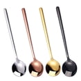 thumbnail image 3 of Nvzi Juego de 8 piezas, cuchara de acero inoxidable, cuchara redonda para mezclar, mini cucharilla, adecuada para azúcar, postres, pasteles y helados, oro rosa, 6.7 * 1.18 pulgadas, 3 of 5