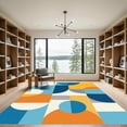thumbnail image 2 of ODIKA 5'x7' Machine Washable Non-Slip Area Rug, Geometric Navy Blue High Traffic Rug with Pad, Blue, 1051587, 2 of 8