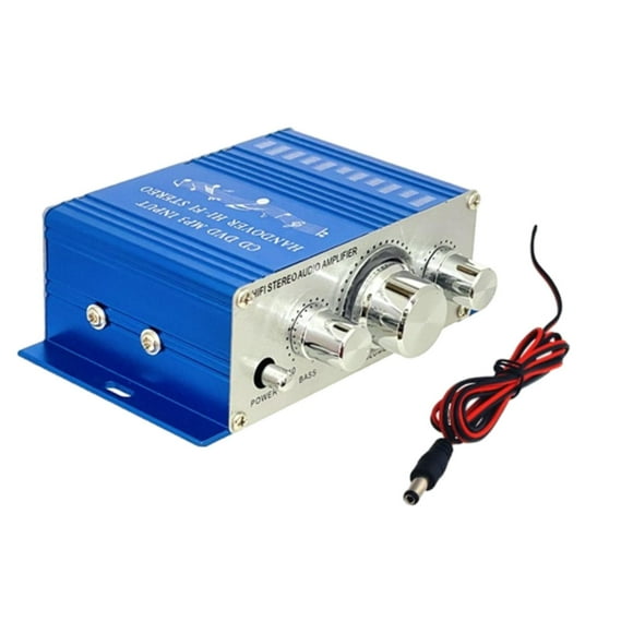 MERIGLARE Mini Audio Amplifier 20W x2 HiFi Stereo Receiver for Computer Car Audio Home Blue with DC Cable