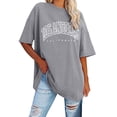 thumbnail image 1 of Uinagy T-Shirt Mode Femme Col Rond Grande Taille Manches Courtes Imprimé Lettre, 1 of 5